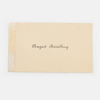 Handskrivet visitkort av Strindberg.