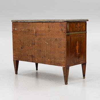 A Gustavian marquetry commode by C- Lindborg (master in Stockholm 1781-1808).