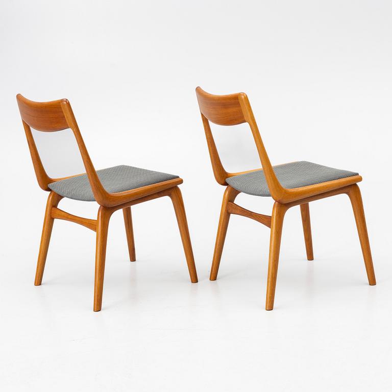Niels Otto Møller, Alfred Christensen, six "Boomerang/370" chairs, Slagelse, Denmark, 1960s.