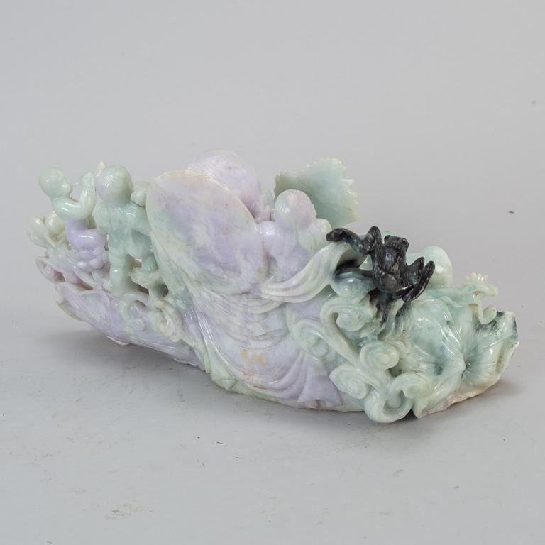 Four Chinese stone sculptures, one rose quartz, 20th century.