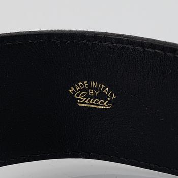 Gucci, two black leather belts, size 70-85.