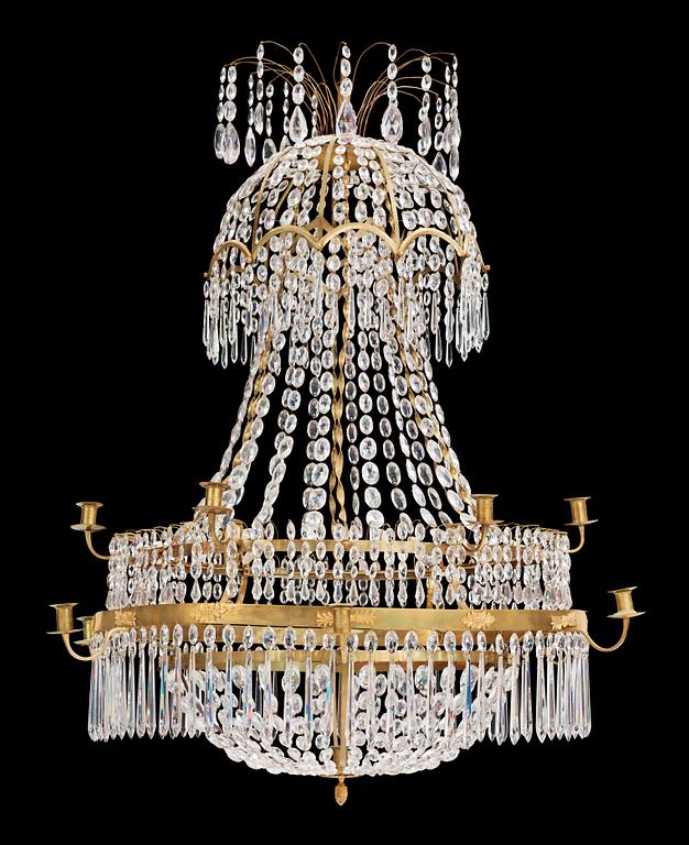 A late Gustavian circa 1800 thirteen-light chandelier.