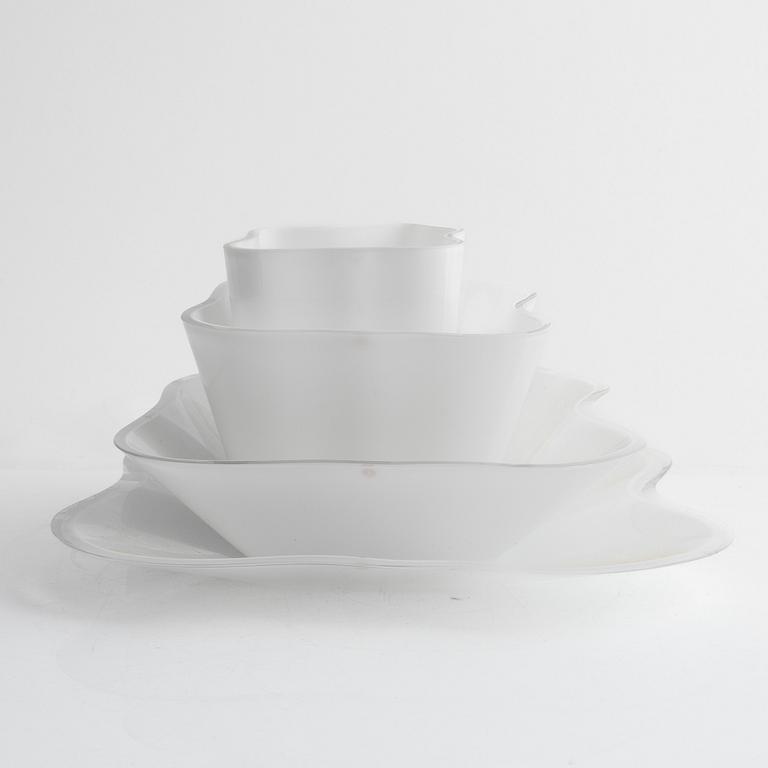 Alvar Aalto, "Aalto-blomman", 4 delar, glas, Iittala, Finland.