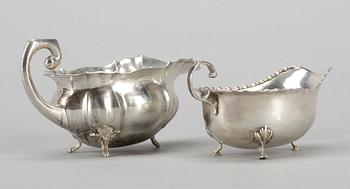 SÅSSNIPOR,  2 st, silver, Tyskland, rokokostil, 1900-tal. Totalvikt ca 264 gram.