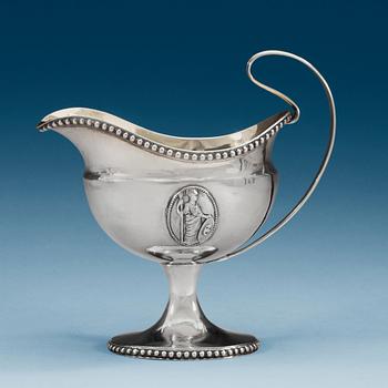 992. A Swedish 18th century parcel-gilt cream-jug, makers mark of Anders Fredrik Weise, Stockholm 1794.