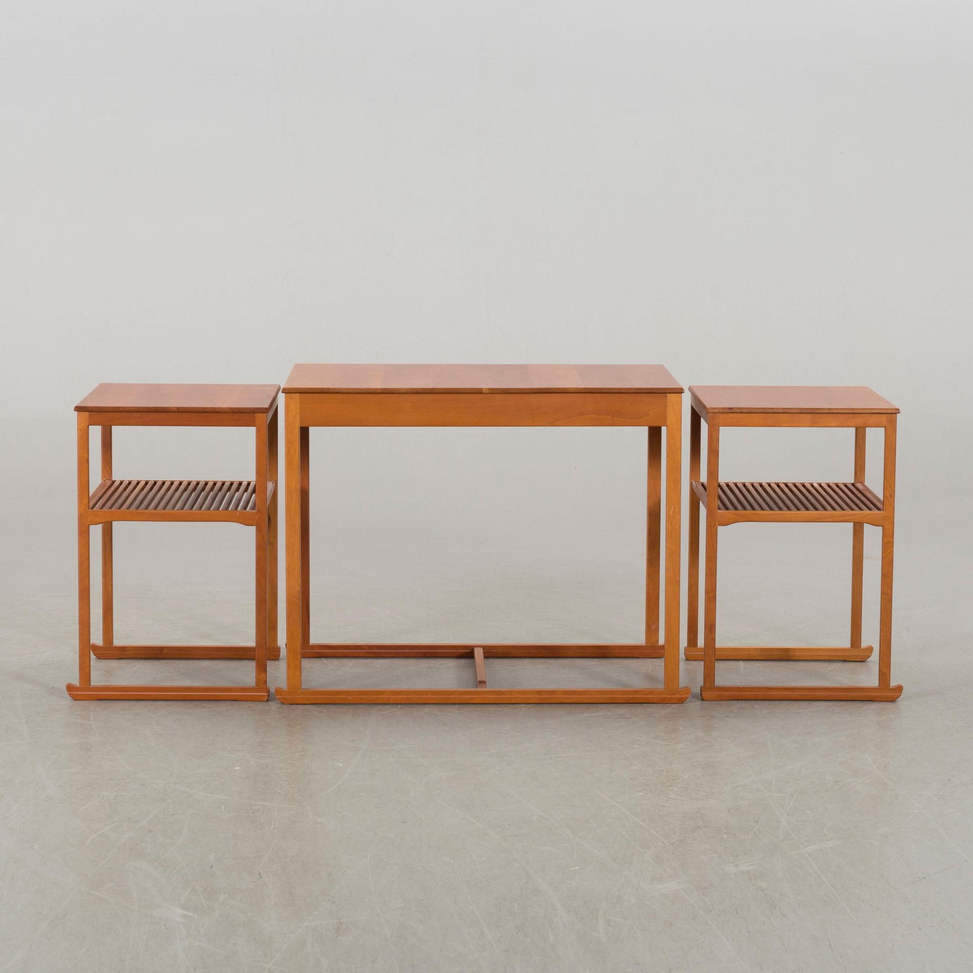 A NEST OF 3 TABLES "SLÄDEN" BY CARL MALMSTEN, Sweden.