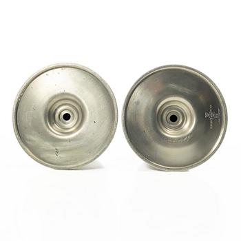 Nils Fougstedt, Ljusstakar, ett par, tenn, art deco, Fabriksaktiebolaget Kronsilver FAK, Stockholm 1934.