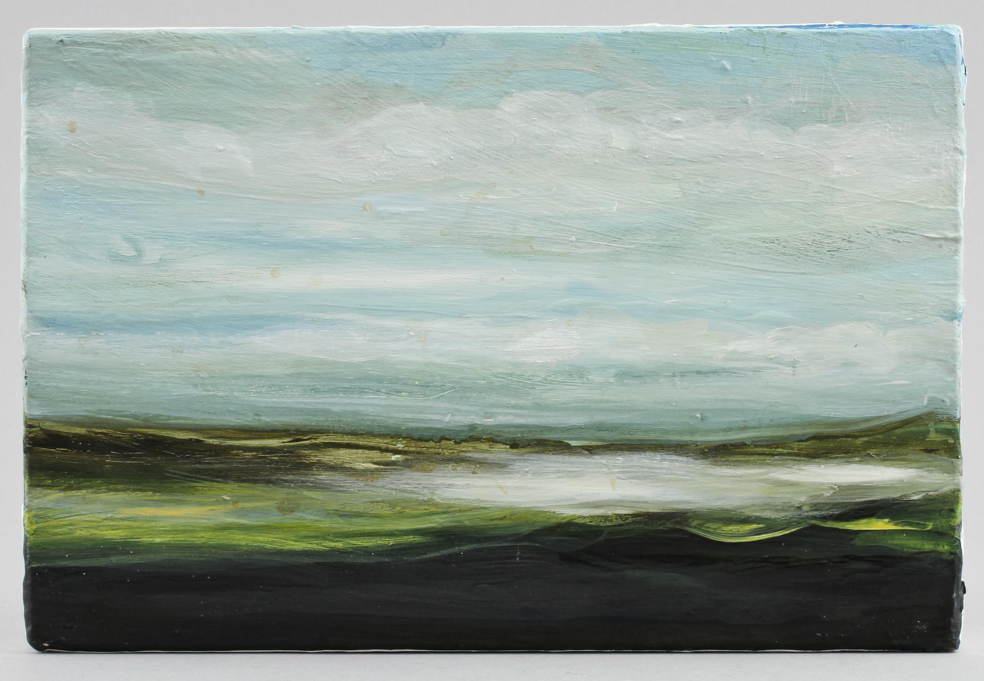 CECILIA HAUPT, olja på träkloss, signerad.