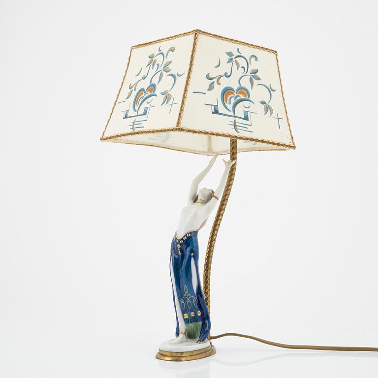 Bordslampa, porslin, 1920-30-tal.