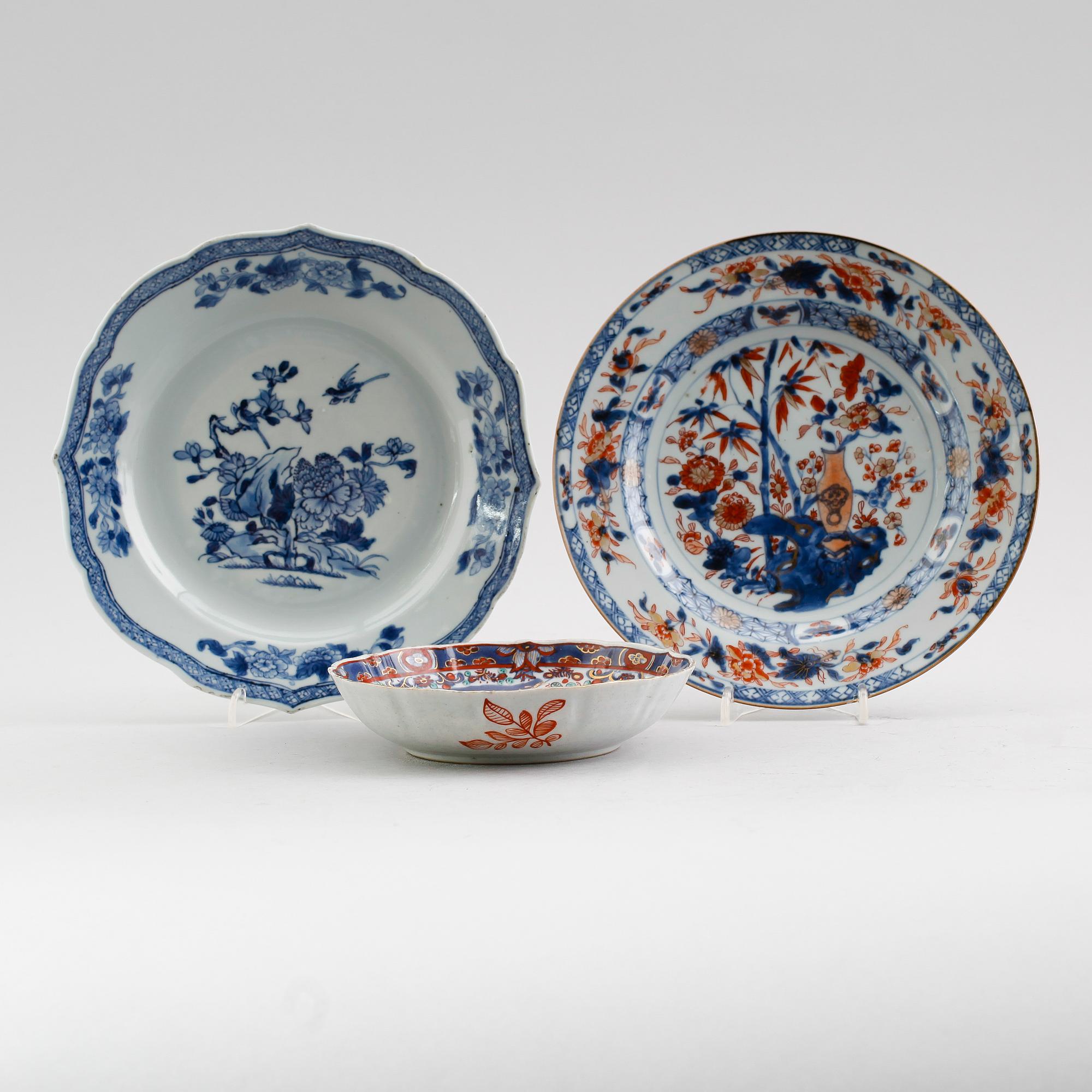 TALLRIKAR, 3 st, porslin, Kina, 1700-/1800-tal.