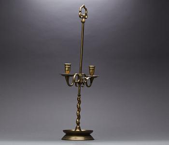 KANDELABER, allmoge, mässing, 1800-talets andra hälft.