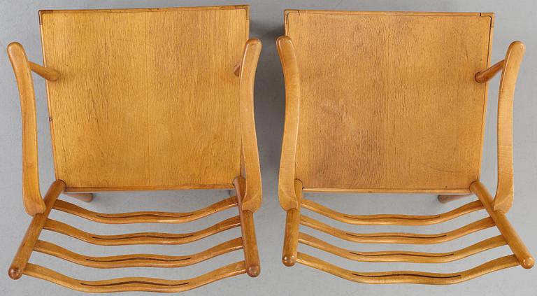 Ole Wanscher, karmstolar, 1 par, modell 1755, Fritz Hansen, Danmark 1945.