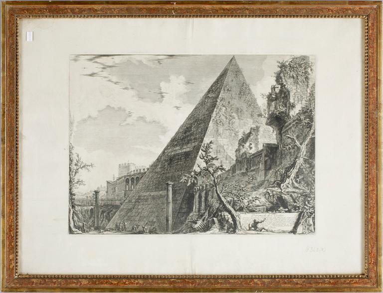 FRANCESCO PIRANESI, efter, gravyrer, 2 st, troligen 1800-tal.