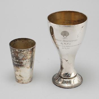 POKALER, 2 st, silver, GAB, Stockholm, 1927 och 1929. Vikt 353 g.
