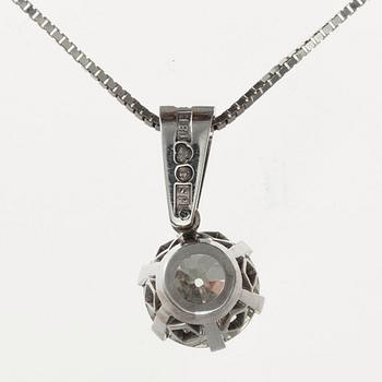 HÄNGE, 18K vitguld. Antikslipad diamant ca 3.1 ct. J/vs
Intyg SJL.