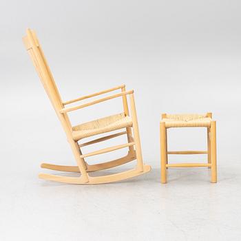 Hans J. Wegner, Rocking chair, “J 16”, with footstool, Denmark.