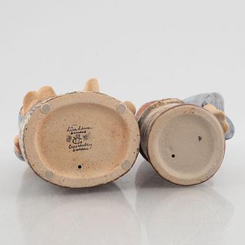 Lisa Larson, two stoneware figurines, 'Blomsterflicka' and 'Syskon', Gustavsberg and Gustavsbergs Studio.