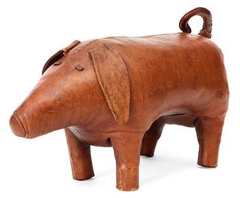 317. A Firma Svenskt Tenn pig, uppholstered with brown leather.