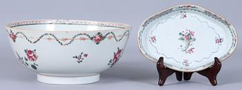 BÅLSKÅL samt FAT, porslin, Kina, 1700/1800-tal.
