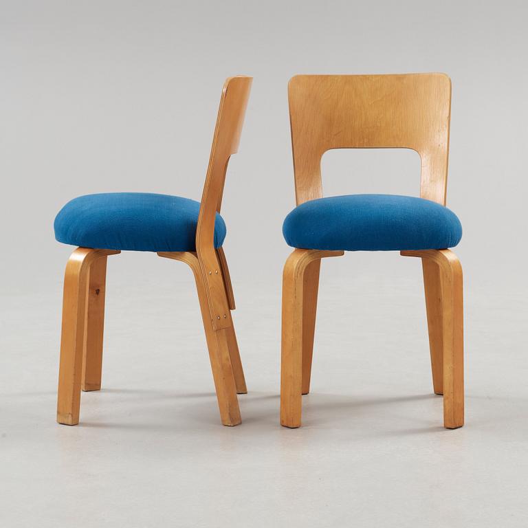 ALVAR AALTO, bord och stolar, 8 st, O.y Huonekalu-ja Rakennustyötehdas A.B för Artek, Finland 1930-40-tal.