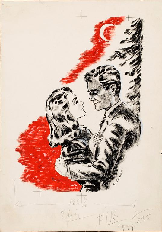 RENÉ MICHAËLIS, mixed media on cardboard, signed.