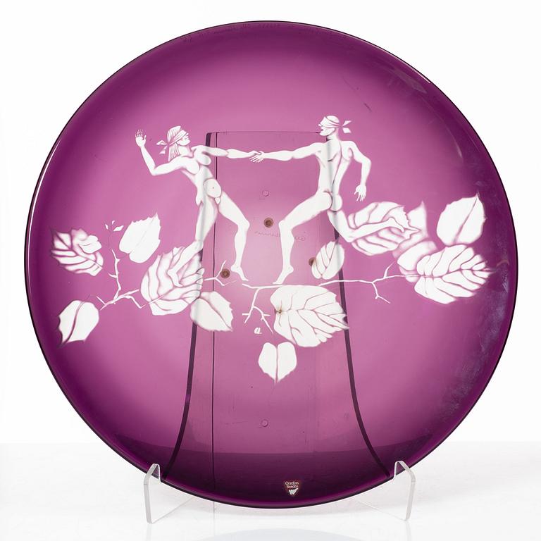 Olle Alberius, a glass plate, Orrefors, 1990.