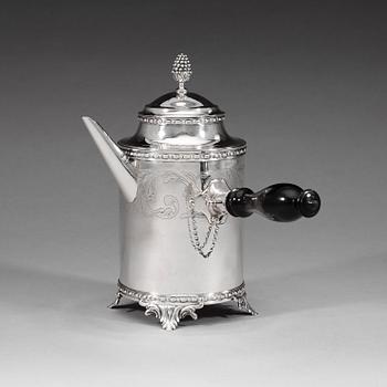 A Swedish 18th century silver coffee-pot, Petter Åkerman, Stockholm 1780.