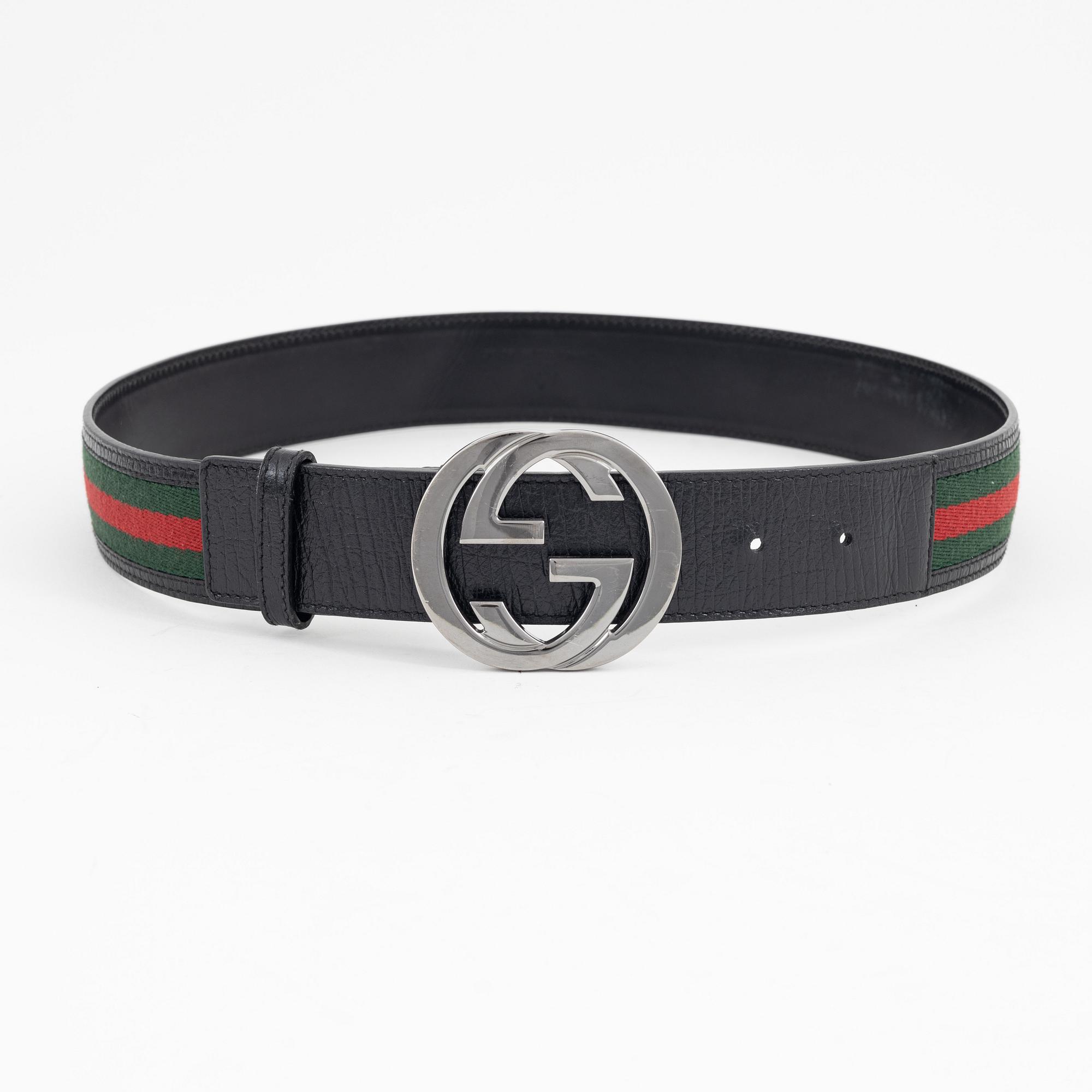 Gucci, a leather and textile belt, size 80.