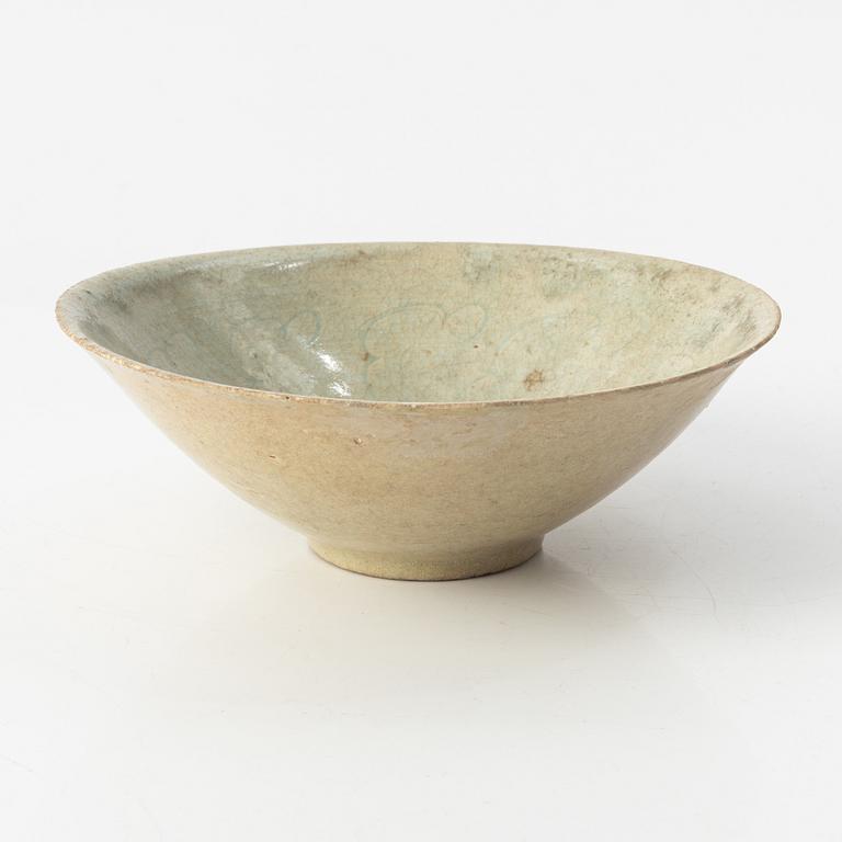 Skål, keramik, qingbai, Kina, Yuandynastin (1279-1368).