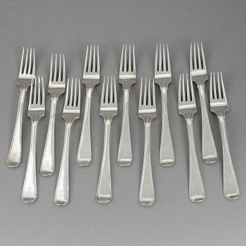 MATGAFFLAR, 12 st, silver, Christian Brockmann, Karlstad 1874. Vikt ca 840 gram.