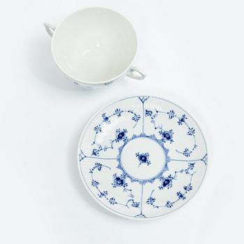 Royal Copenhagen, 14 'Blue Fluted Half Lace' tableware parts, Denmark, 20th century.