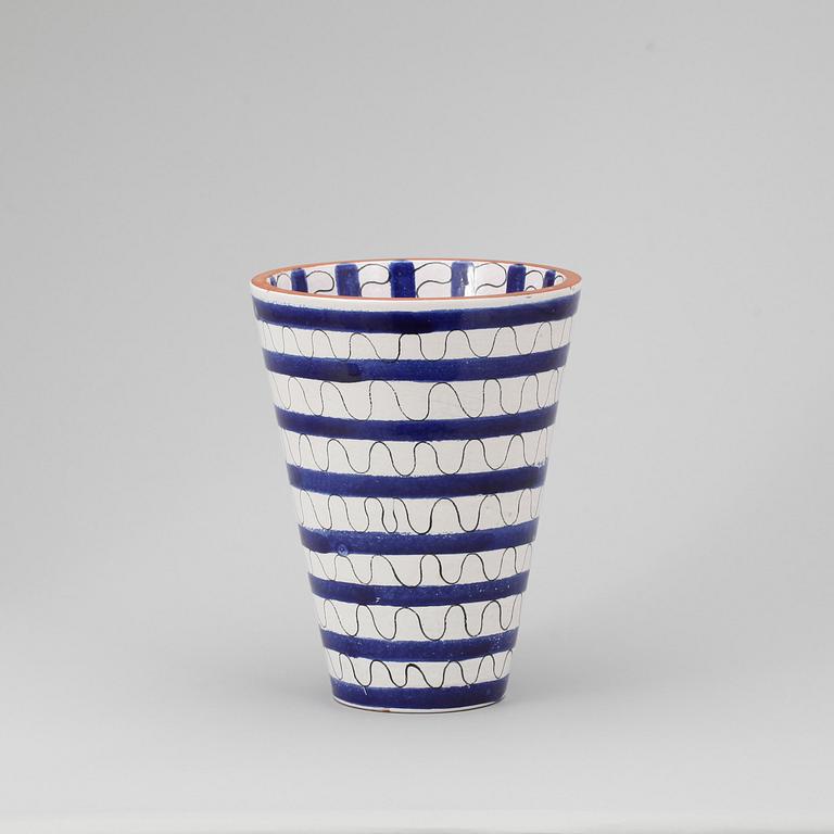 VAS, fajans, Wilhelm Kåge, Gustavsberg, målarsignatur Ursula Printz.