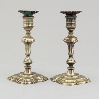 A pair of paktong candlesticks, second half of the 18th century.