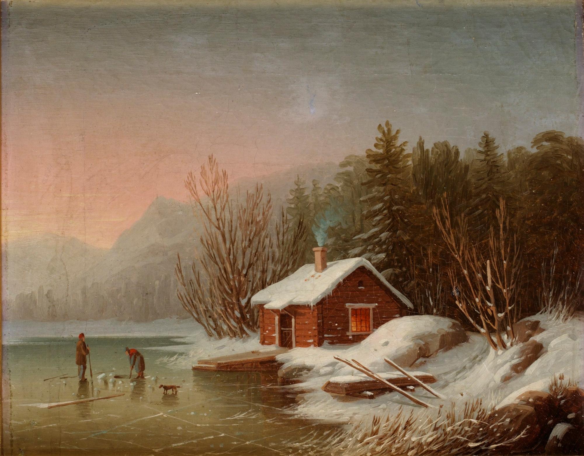 Carl Abraham Rothstén, Insjölandskap med vinterfiskare.
