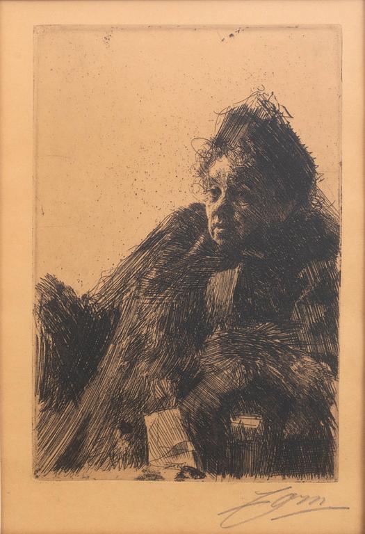 Anders Zorn, etsning, 1891, signerad.