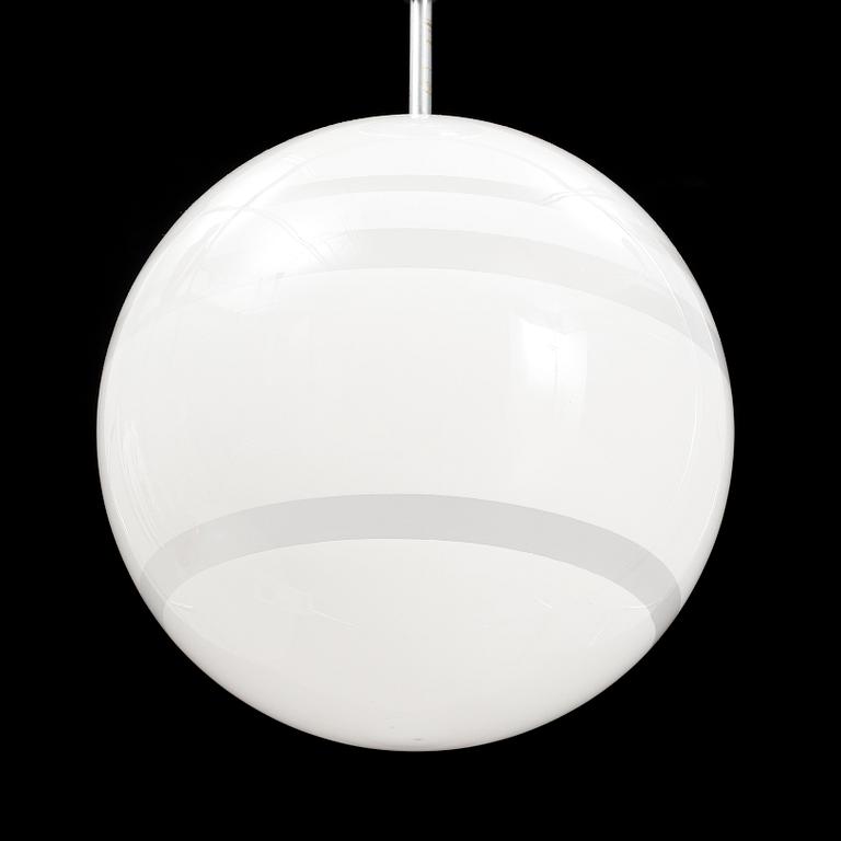 A 1930's glass and chrome ceiling light, Böhlmarks.