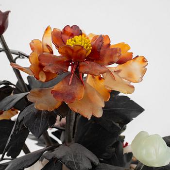 A Chinese table decoration in various stones, 20th century.