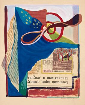 CO Hultén, gouache med collage, signed and dated December 1939.