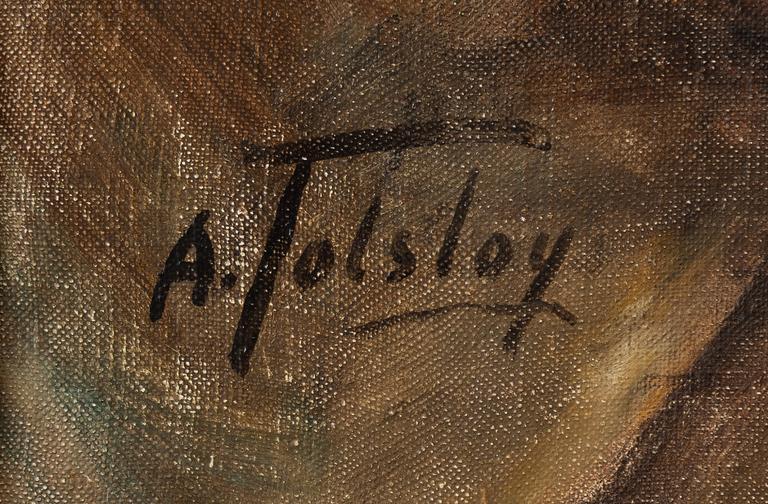 Alexander Tolstoy, At the spinning wheel.