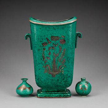 VASER, 3 delar, stengods, Argenta, Willhelm Kåge, Gustavsberg, 1900-tal.