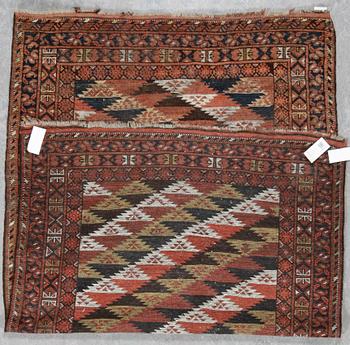 MATTA, semiantik Ersari sannolikt. Ca 186,5 (samt ca 4 cm slätväv på kortsidorna sammanlagt) x 116 cm.