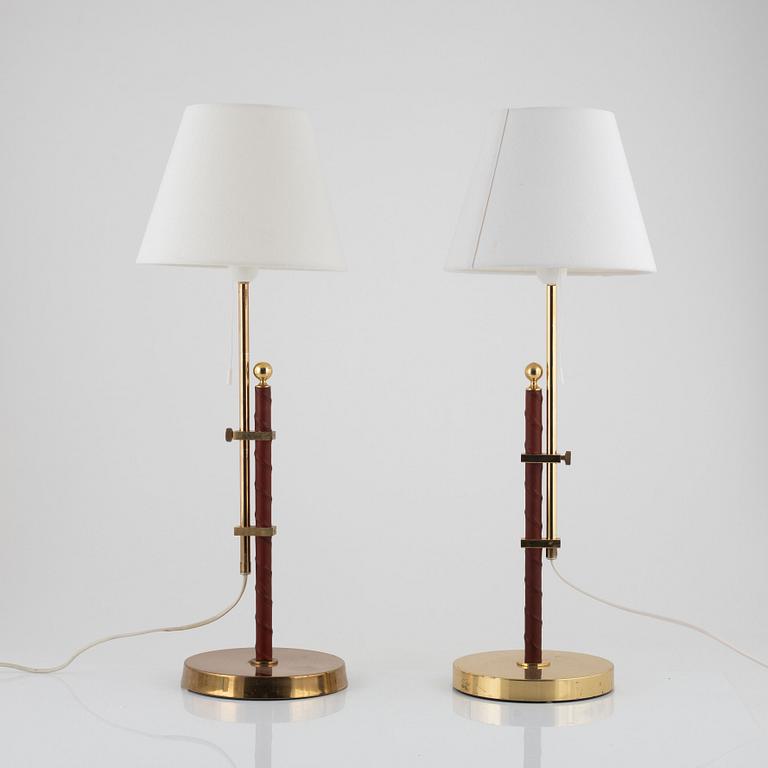 A  pair of brass table lamps from Bergboms, end of the 20th Century.