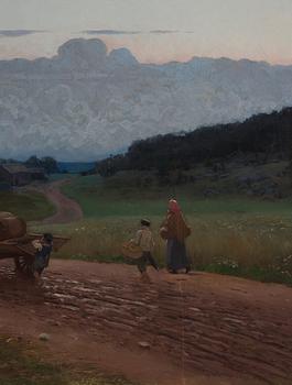August Malmström, Skymningslandskap med hästekipage.