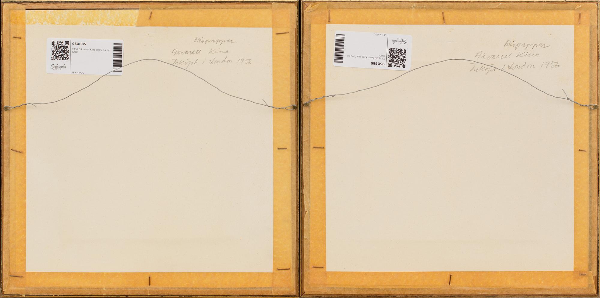 A set of two Chinese late Qing watercolours on rise paper.