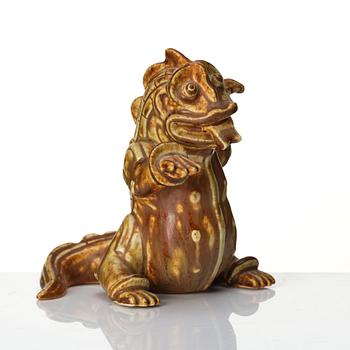 Wilhelm Kåge, a stoneware sculpture of a dragon puppy, Gustavaberg, Sweden 1940-50s.