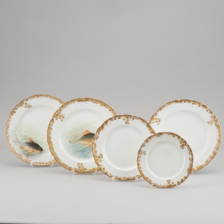 A 66 piece Pirkenhammer porcelain gilt edge dinner service, 1893 - 1918.