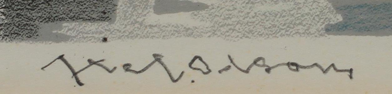 AXEL OLSON, färglitografier, 2 st. Sign och numr 21/75 samt provtryck.