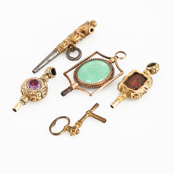 Five keys for pocket wathes from the 19th century.