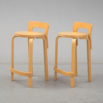 ALVAR AALTO, barstolar, ett par, modell K65, Artek, Finland, 1900-talets slut, modellen formgiven 1935.
