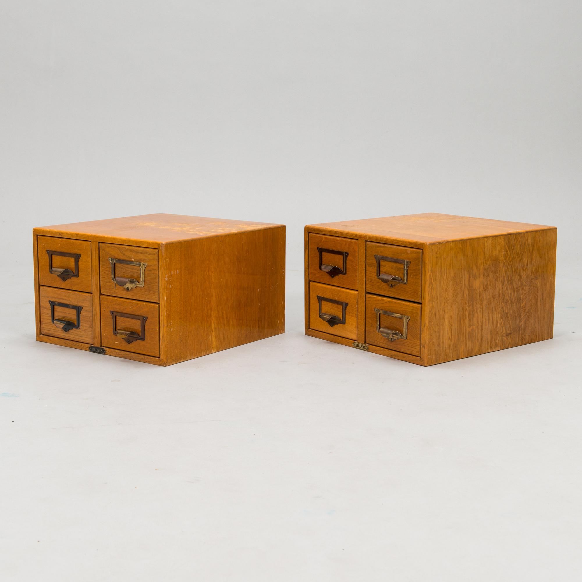 Arkivlådor för kartotek, ett par, Billnäs, 1920-/30-tal.